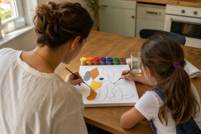 Dai disegni da colorare alla tela: dipingere insieme ai bambini senza stress